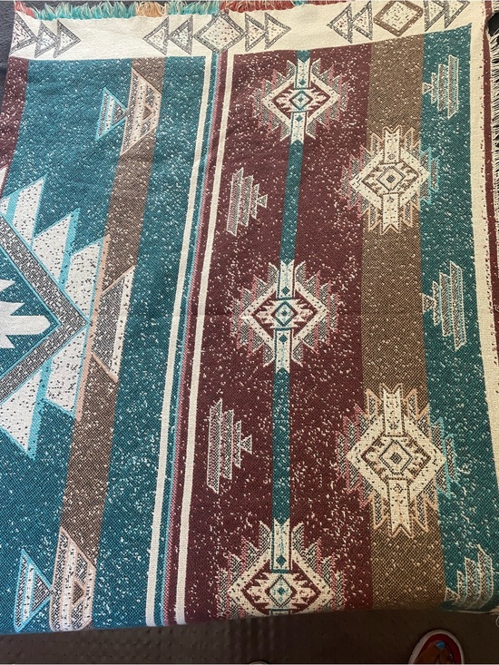 Other - Southwestern Stripe Woven Throw Blanket in Teal, Rust & Brown